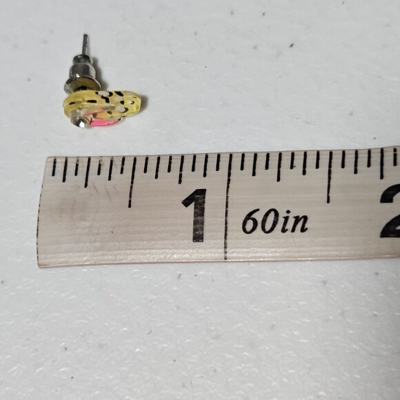 Tiny Rhinestone Yellow Flip Flop Stud Earrings Summer Vacation Beach Core Women - Picture 4 of 4